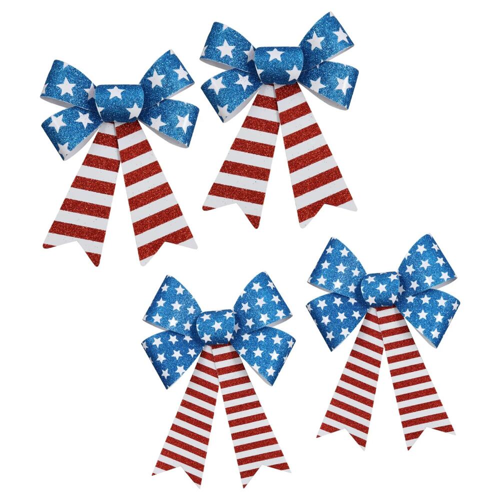 Glittery Stars & Stripes Decorative Bows-PATRIOTIC, 4TH OF JULY DECOR SHIPS FREE